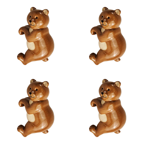 4x Urban 9.5cm Ceramic Bear Plant Pot Hanger Garden Decor - Brown