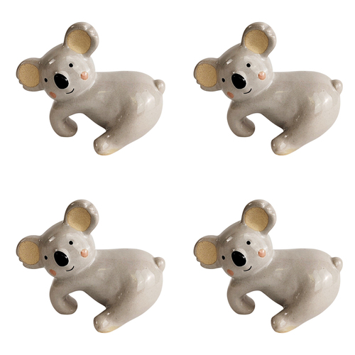 4x Urban 8cm Koala Plant Pot Hanger Garden Decor - Grey
