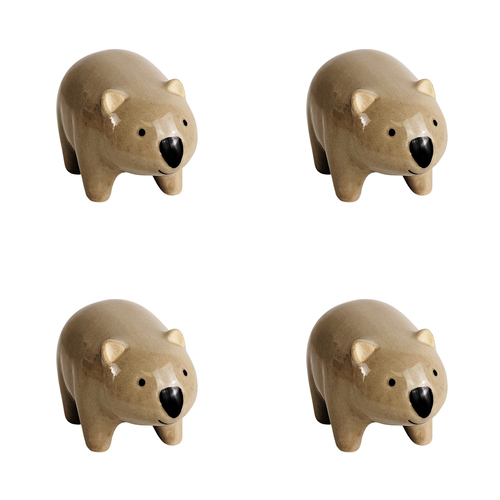 4x Urban 5.5cm Ceramic Wombat Plant Pot Hanger Garden Decor - Grey