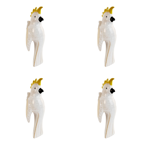 4x Urban 14cm Ceramic Cockatoo Plant Pot Hanger Garden Decor - White