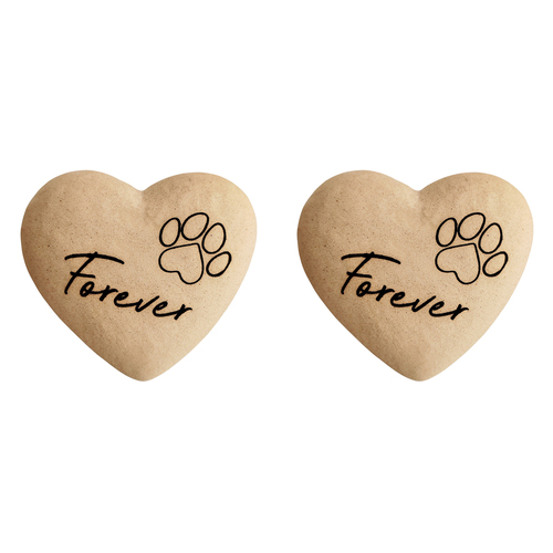 2x Urban 9cm Ceramic Forever Paw Boxed Heart Stone Decor - Sand