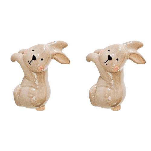 2PK Urban Products Rabbit Pot Home Decor Hanger Grey 9cm