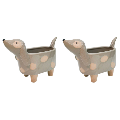 2PK Urban Dog Planter Bisque 14cm Home Decorative Garden Decor