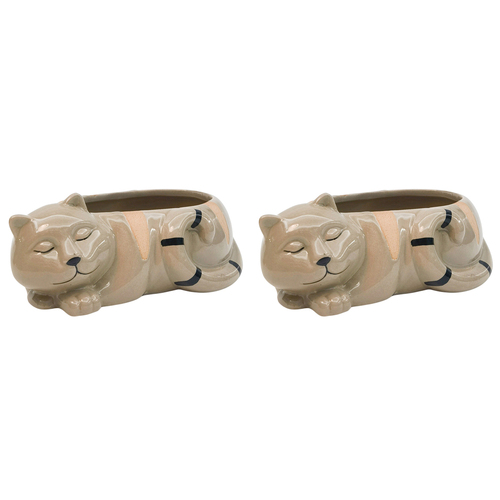 2PK Urban Cat Planter Bisque 7cm Home Decorative Garden Decor