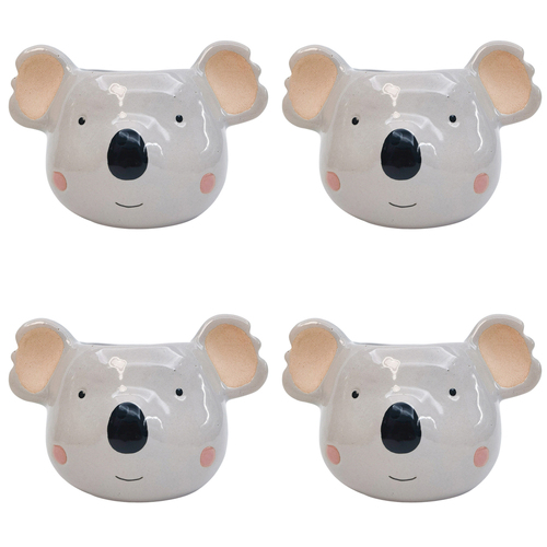 4PK Urban Koala Head Planter Grey 14cm Home Decorative Garden Decor