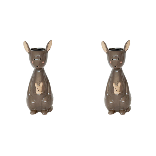 2PK Urban Kangaroo Vase Grey 23cm Home Decorative Garden Decor