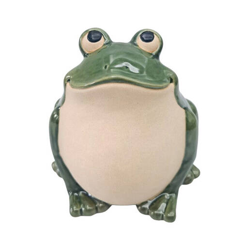 Urban Ceramic Standing Frog Outdoor Garden Planter Pot 16cm Green