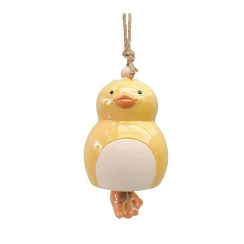 Urban Ceramic Duck Hanging Bell Outdoor Garden Decor 18x11cm Yellow