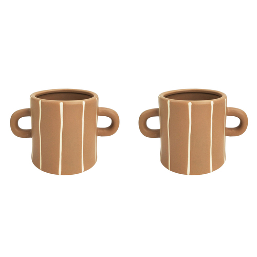 2x Urban Lydia 10cm Ceramic Planter Pot Small - Beige