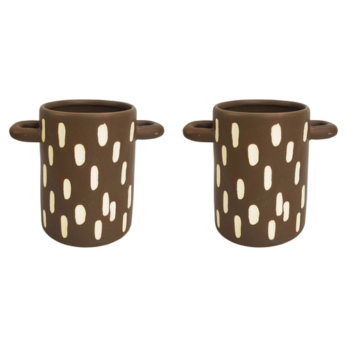 2x Urban Lydia 13.5cm Ceramic Planter Pot Medium - Mocha