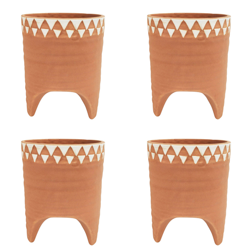 4x Urban Kendall 15.5cm Ceramic Planter w/ Legs Pot Medium - Orange/White