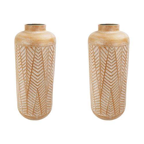 2x Urban Jada Leaf 39.5cm Metal Plant/Flower Vase Medium - Orange/White