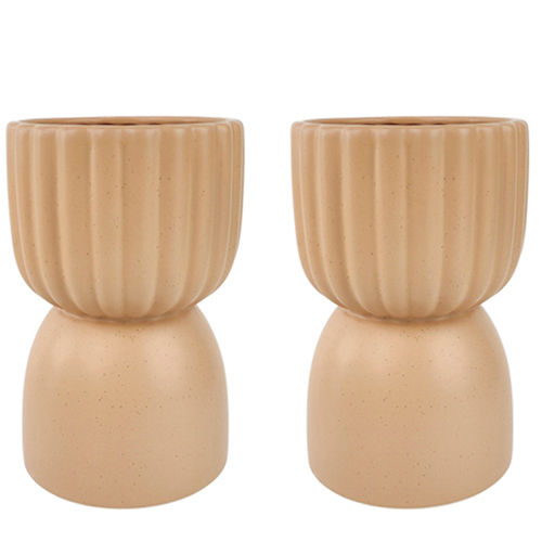 2x Urban Leilani Tall 21cm Ceramic Planter Large - Beige