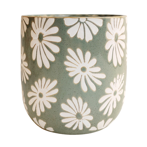 Urban 16cm Ceramic Rylie Floral Planter Home/Garden Decor - Sage