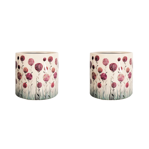 2PK Urban Products Pink Flower Planter Pink Natural 12cm