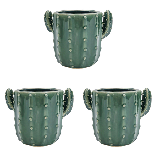 3PK Urban Cactus Planter Green 16cm Home Decorative Garden Decor