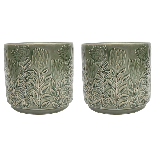 2PK Urban Protea Planter Sage 17cm Home Decorative Garden Decor