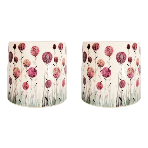 2PK Urban Pink Flower Planter Pink Natural 17cm Home Decorative Garden Decor