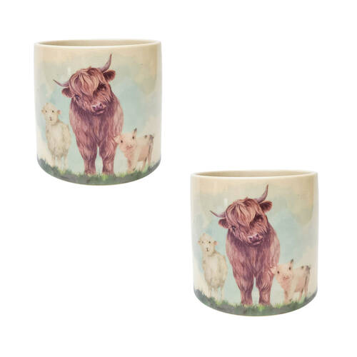 2PK Urban Highland Friends Animal Home/Garden Plant Pot Brown Planter 17cm