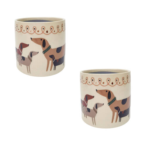 2PK Urban Dog Pet-Themed Home/Garden Plant Pot Grey Planter 14cm