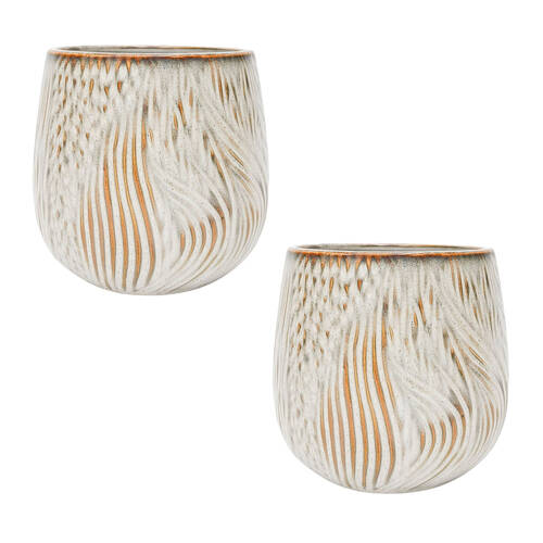 2PK Urban Aria Minimalist Home/Garden Plant Pot White Planter Medium 14cm