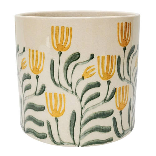 Urban Pilbra Stoneware Planter Pot XL 20cm Green/Yellow