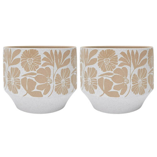2PK Urban Matisse Stoneware Planter Plant Pot 13x17cm White