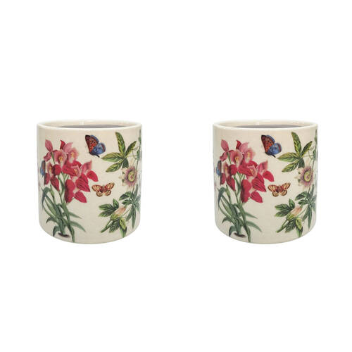 2PK Urban Botanicals Stoneware Outdoor Planter Pot 12x11cm Green