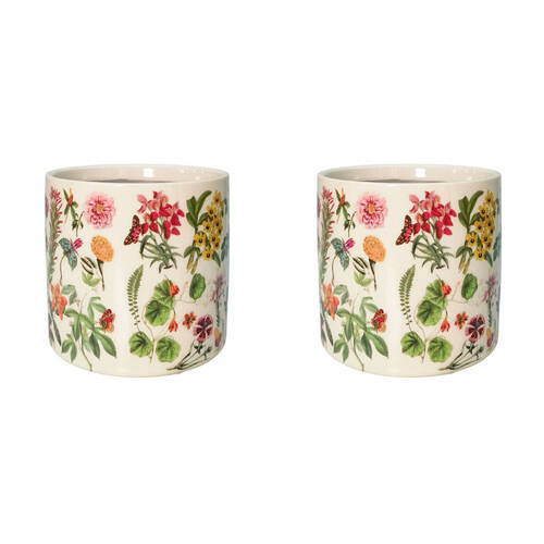2PK Urban Botanicals Stoneware Outdoor Planter Pot 14x13cm Green