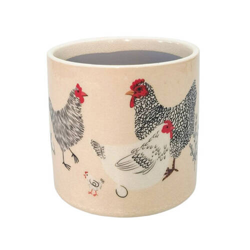 Urban Chickens Stoneware Outdoor Planter Pot 12x11cm Black/White