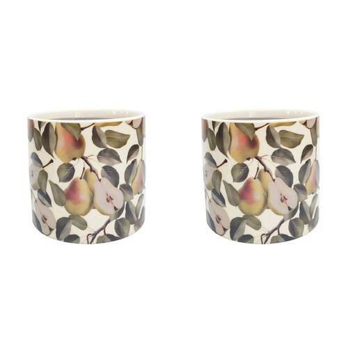 2PK Urban Pear Stoneware Outdoor Garden Planter Pot 14x13cm Green