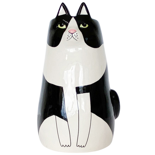 Urban Products Sitting Cat Vase Home Decor Black White 25cm