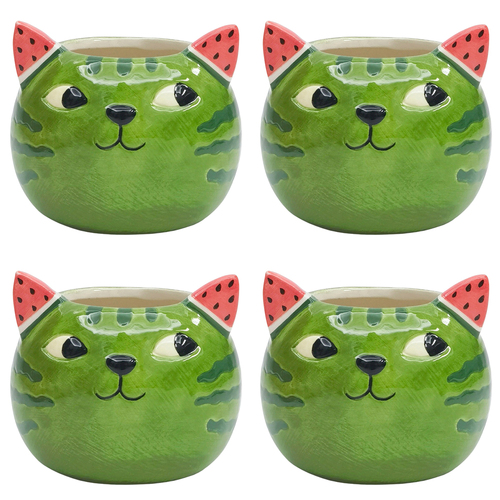 4PK Urban Watermelon Cat Small Planter Green 9cm Home Decorative Garden Decor