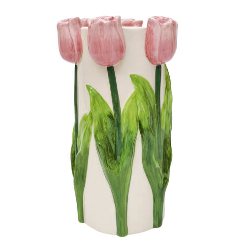 Urban Tulip Flower Vase Ceramic 24x14cm Pink/White