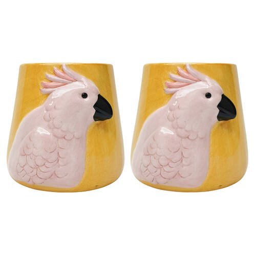 2PK Urban Galah Ceramic Planter Flower/Plant Pot 15cm Pink