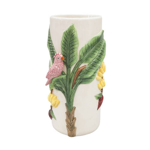 Urban Ceramic Jungle Home Decor Flower Vase 22x12cm Beige/Green