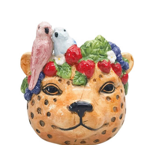 Urban Ceramic Jungle Cheetah Outdoor Planter Pot 10cm Orange