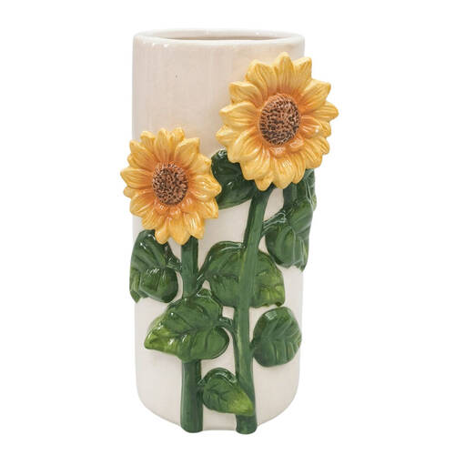 Urban Ceramic Sunflower Home Decor Flower Vase 22x11cm Beige/Yellow
