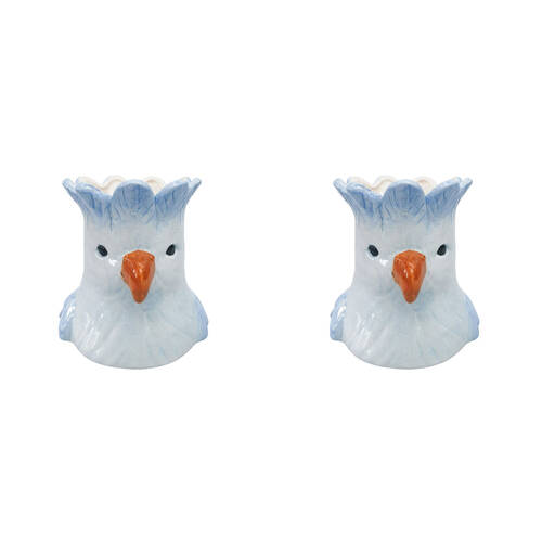 2PK Urban Ceramic Perdy Parrot Outdoor Garden Planter Pot 14x13cm Blue