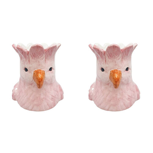 2PK Urban Ceramic Perdy Parrot Outdoor Garden Planter Pot 14x13cm Pink
