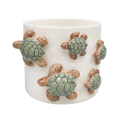 Urban Ceramic Family of Turtle Outdoor Planter Pot 11x15cm Green