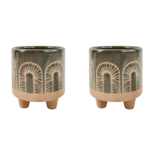 2x Urban 11cm Ceramic Avi Planter w/ Legs Home/Garden Decor - Blue/Sand