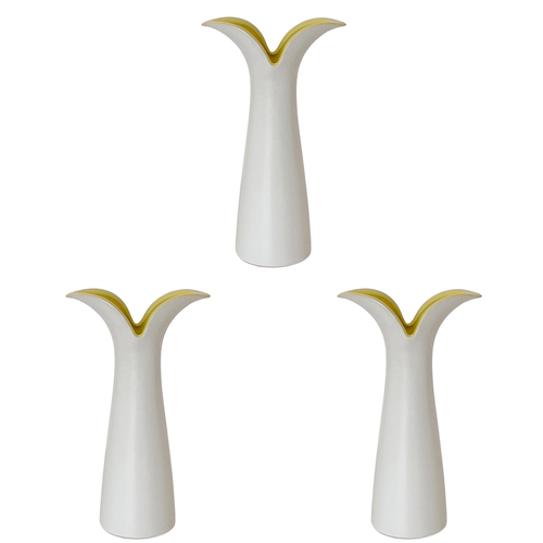 3PK Urban Groovy Stem Vase White Yellow 20cm Decorative Home Decor