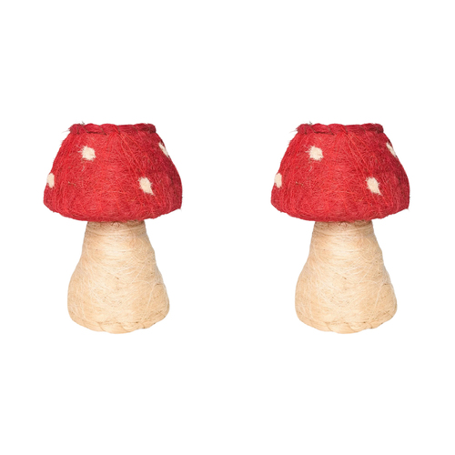 2PK Urban HUSK Toadstool Planter Red White 19cm Home Decorative Garden Decor