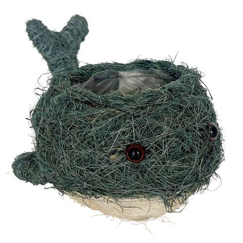 Urban Husk Whale Coconut Fibre Planter Pot 26x15cm Blue