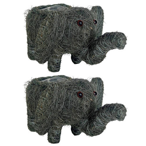 2PK Urban Husk Elephant Coconut Fibre Planter Pot 35x30cm Grey