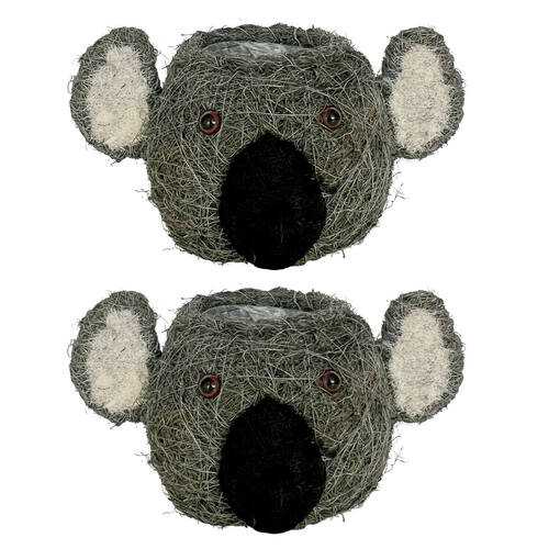 2PK Urban Husk Koala Coconut Fibre Planter Pot 27x16cm Grey