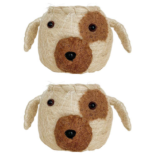 2PK Urban Husk Dog Coconut Fibre Planter Pot 20cm White