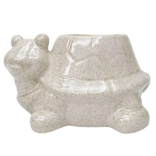 Urban Turtle Ceramic Planter Pot Speckle 20x14cm White