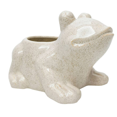 Urban Frog Ceramic Planter Pot Speckle 21x14cm White
